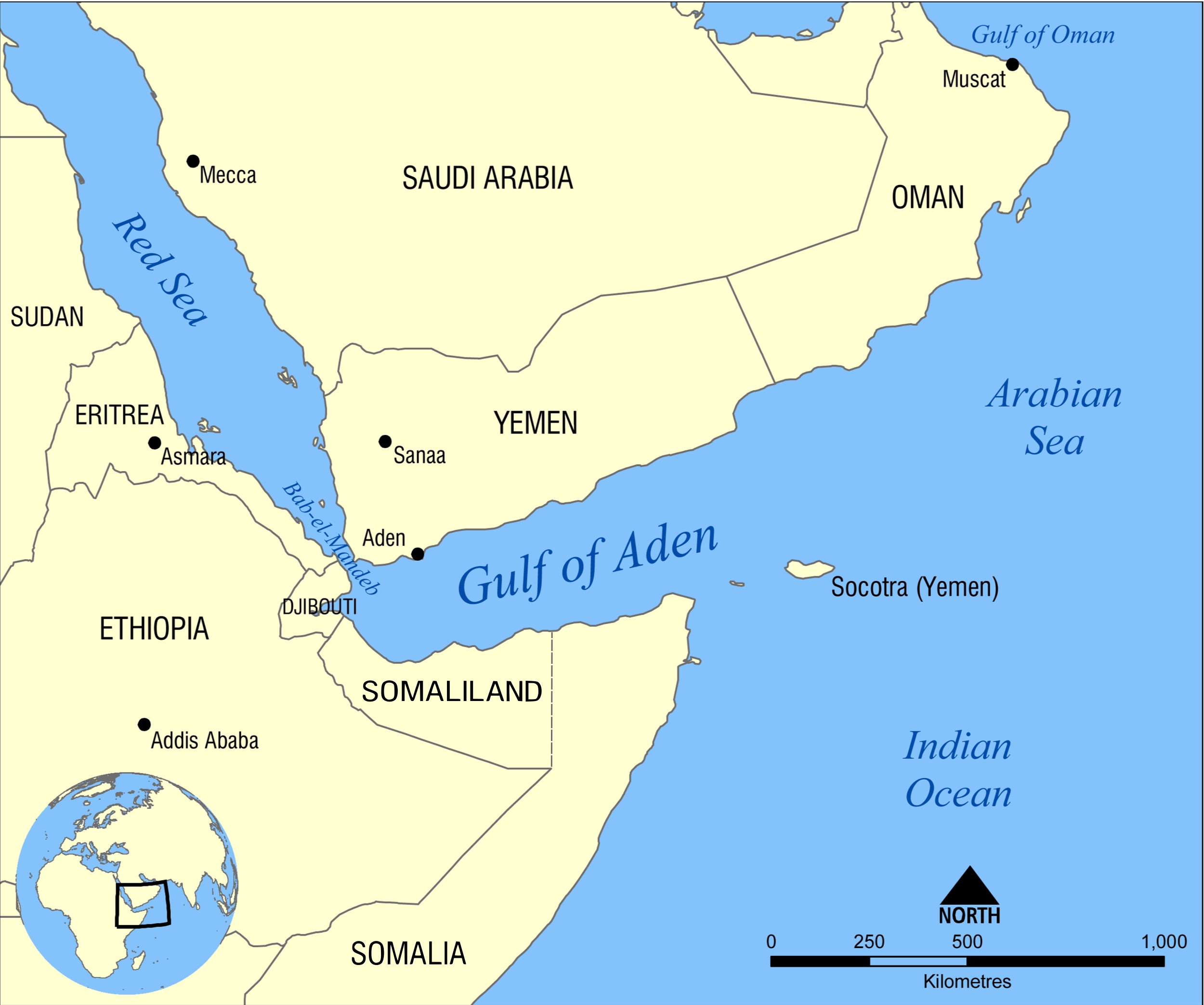 Carte du golfe d'Aden (© NormanEinstein via WikiCommons)