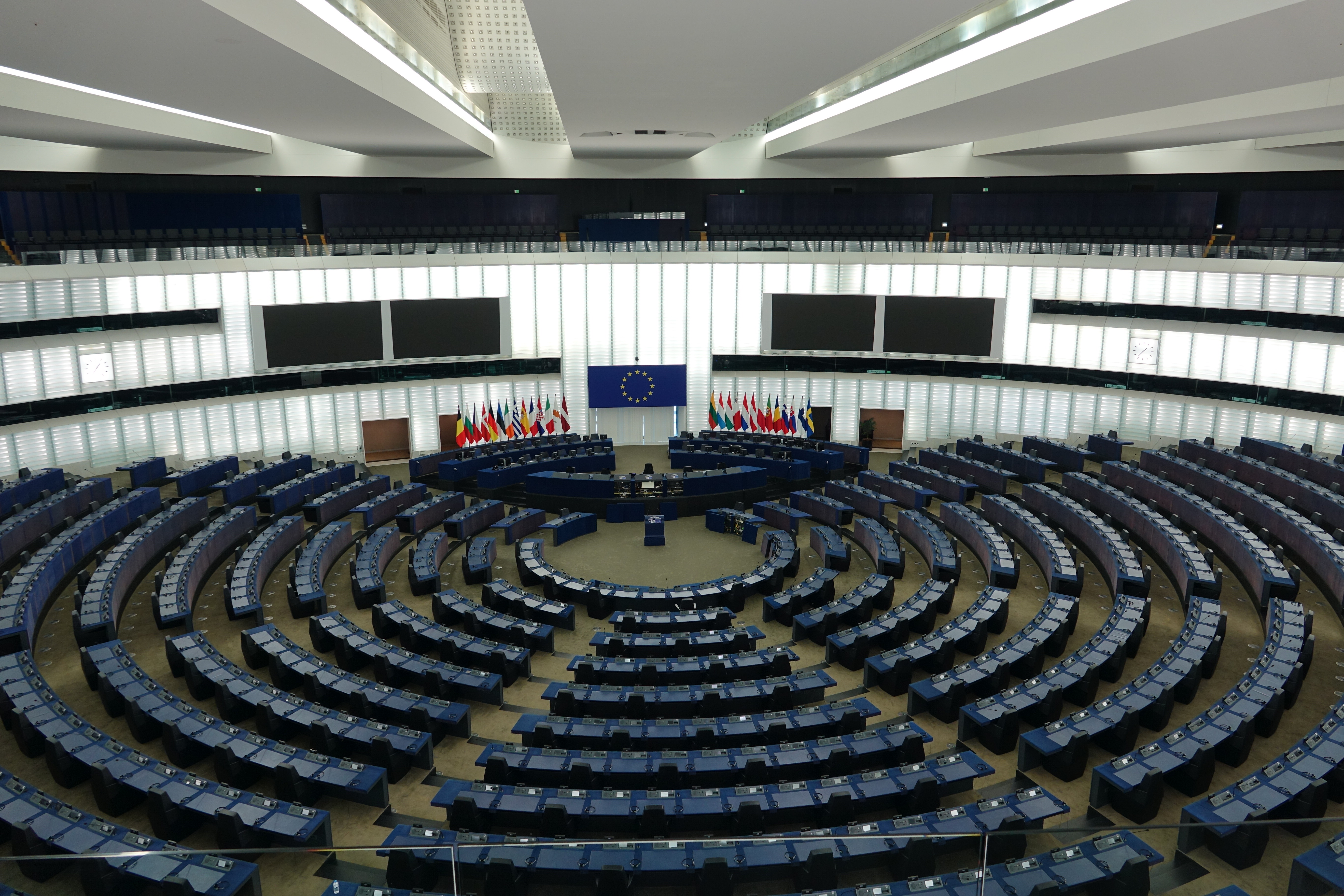 L'hémicycle du Parlement européen à Strasbourg (© Gzen92 via Wikimedia Commons)