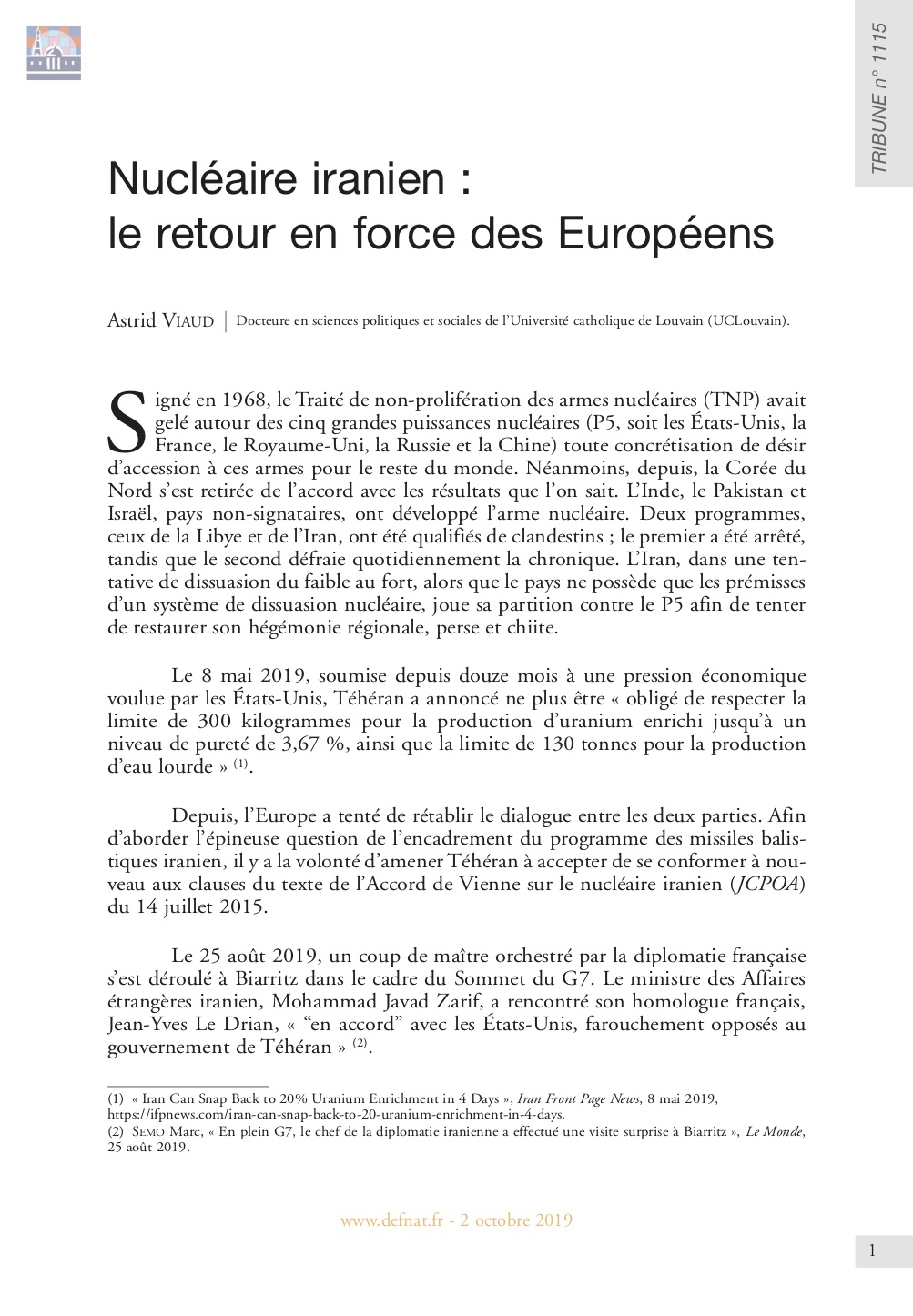 Nucléaire iranien : le retour en force des Européens (T 1115)
